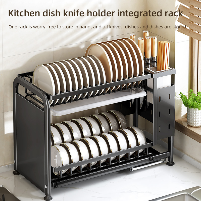 Kitchen Gadgets Rack Storage - 2-layer Dish Drying Rack Multifunction Storage