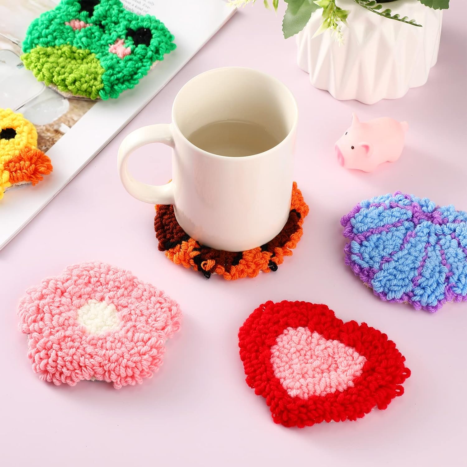 6Pcs Frog Punch Needle Coaster - Kitchen Gadgets Crossword 评论和价格