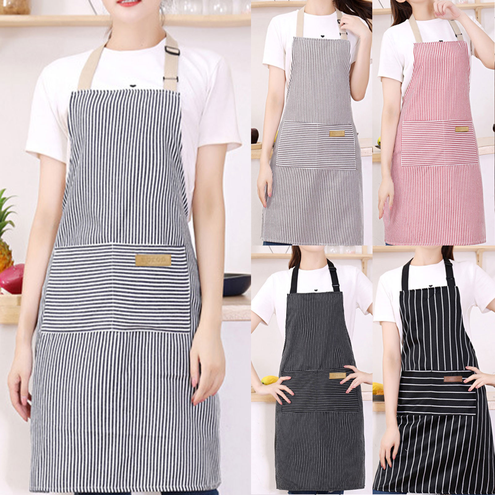 Striped Bib Apron For Men Wome - Kitchen Helper Gadgets 评论和价格